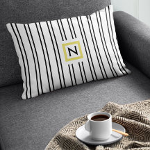 Monogramm Polyester-Kissen aus schwarzem und weiße
