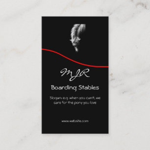 Monogramm, Pony-Porträt, roter Swoosh Visitenkarte
