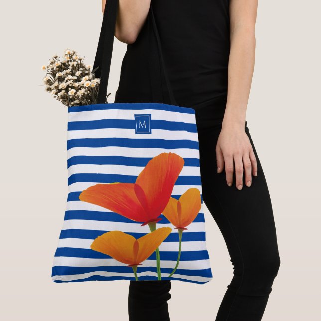 Monogramm Poppy Chic Blue Streifen (Von Nahem)