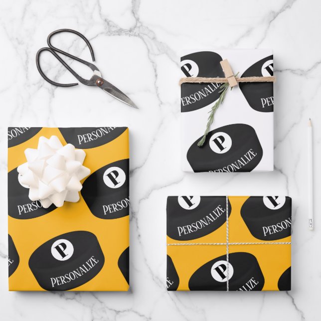 Monogramm-Puffer für Eishockeymnastik Geschenkpapier Set (Vorderseite)