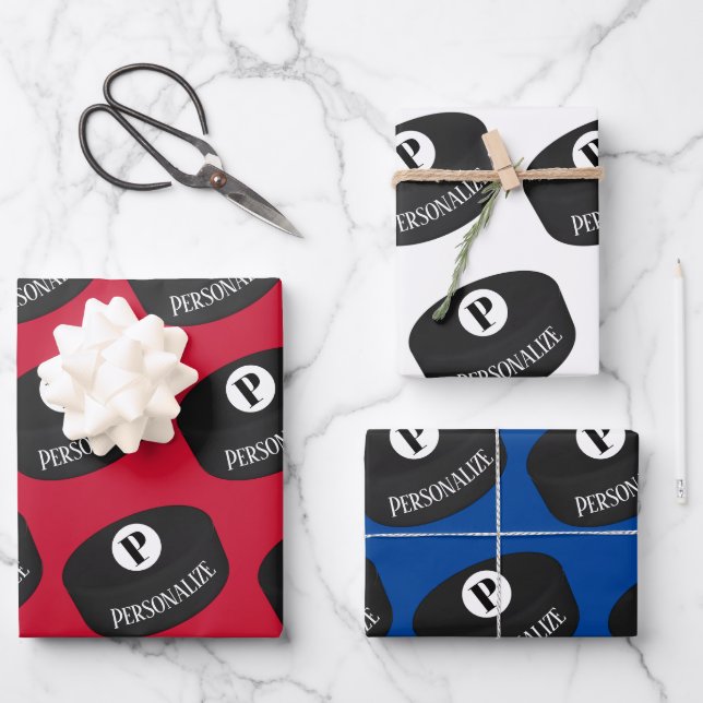 Monogramm-Puffer für Eishockeymnastik Geschenkpapier Set (Vorderseite)