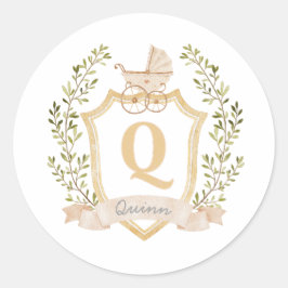 Monogramm Q | Neutral Runder Aufkleber