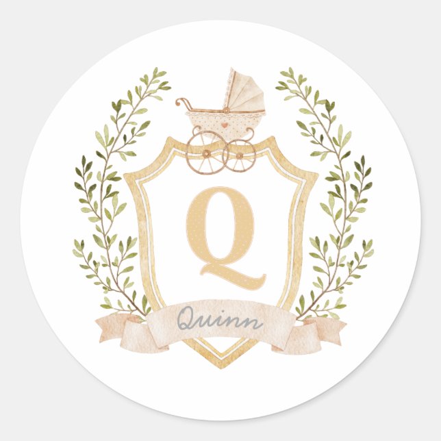 Monogramm Q | Neutral Runder Aufkleber (Vorderseite)