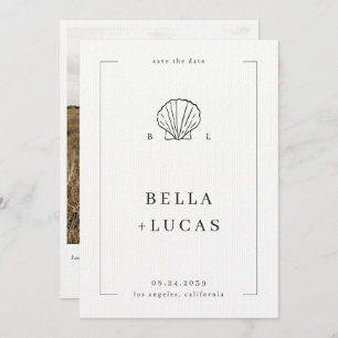 Monogramm QR-Code für Nautical Coastal Muschel Save The Date