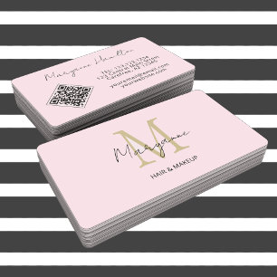 Monogramm QR-Code Rosa Visitenkarte