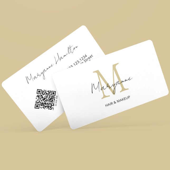 Monogramm QR-Code Weißgold Visitenkarte (Von Creator hochgeladen)