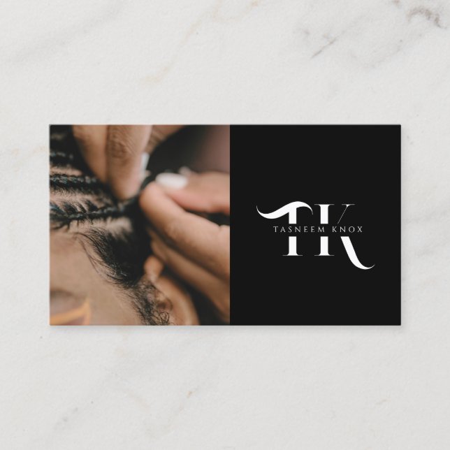 Monogramm qr Stylist-Foto Visitenkarte (Vorderseite)