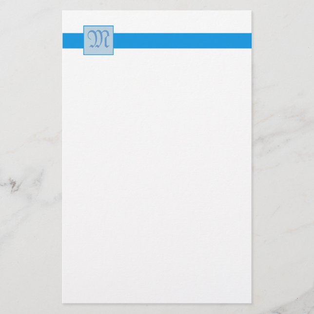 Monogramm-Quadrat (blau) Briefpapier (Vorderseite)