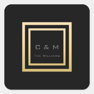 Monogramm Quadrat Gold Rahmen Minimalismus VIP Hoc Quadratischer Aufkleber