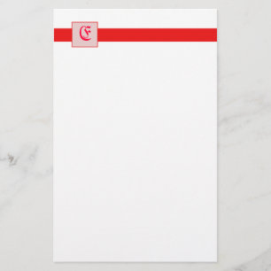 Monogramm-Quadrat (rot) Briefpapier