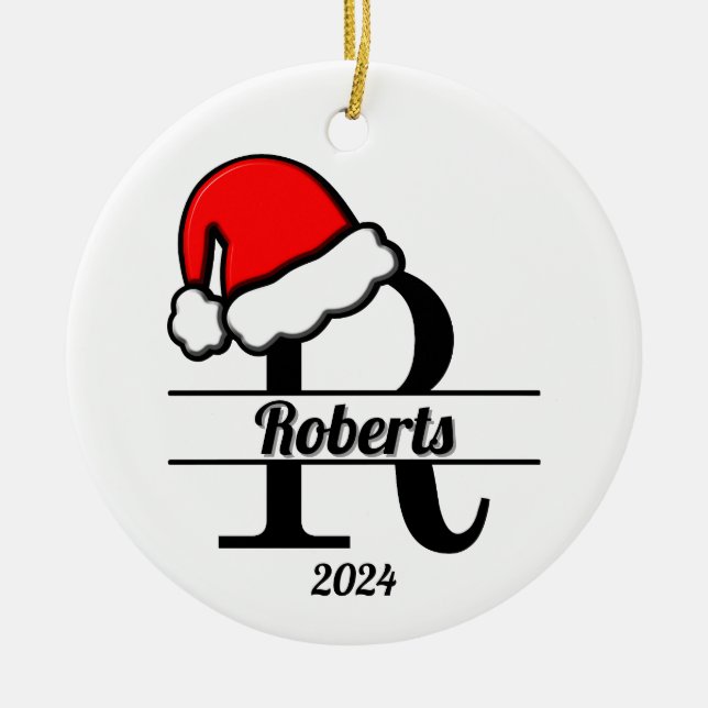 Monogramm R | beidseitig Keramik Ornament (Vorne)