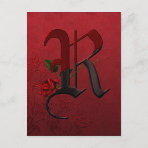 Monogramm R der gotischen Rose Postkarte