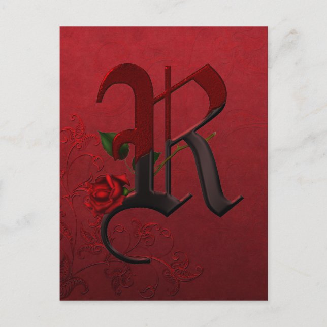 Monogramm R der gotischen Rose Postkarte (Vorderseite)