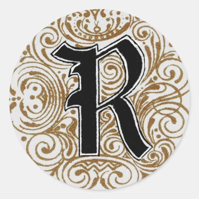 Monogramm "R" in Gold - Aufkleber (Vorderseite)