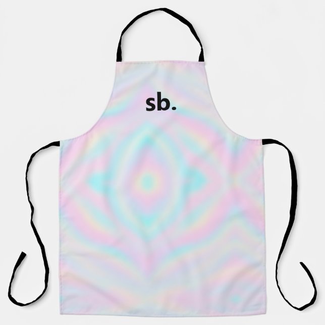 Monogramm Rainbow Pastel Hologramm Gefärbte Krawat Schürze (Vorderseite)