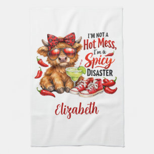 Monogramm Rauhhaarige Kuh Heißes Durcheinander Lus Geschirrtuch