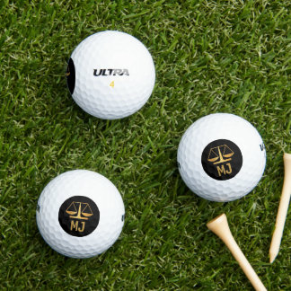 Monogramm, Rechtsanwalt - Schwarz und Gold Golfball