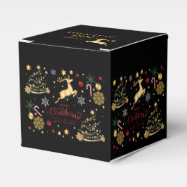 Monogramm Red Gold Reindeer Frohe Weihnachtsbaum Geschenkschachtel