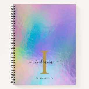 Monogramm Regenbogen Holografisch Gold Anfangsbuch Notizbuch