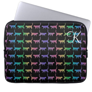 Monogramm Regenbogen Katzen Tier Muster Laptop Hül Laptopschutzhülle