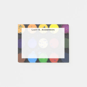 Monogramm-Regenbogen-Kunstfarbtöpfe Post-it Klebezettel