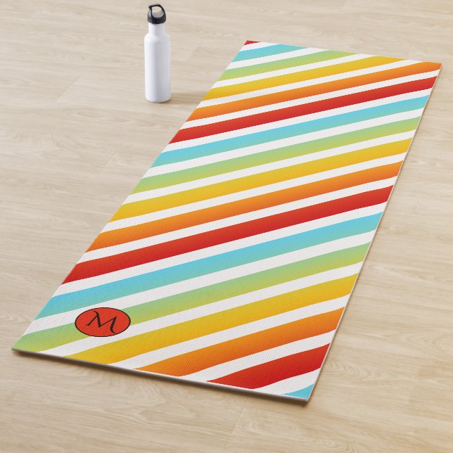 Monogramm Regenbogen Strichen Personalisiert Yoga  Yogamatte (Beispiel)