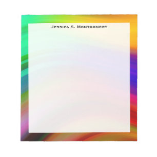 Monogramm Regenbogen-Wellenstreifen Notizblock