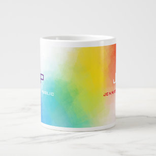 Monogramm-Regenbogenfarben Farbige Abstrakte Vorla Jumbo-Tasse