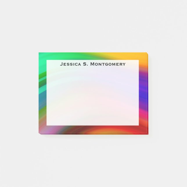 Monogramm Regenbogenstreifen Post-it Klebezettel (Vorderseite)