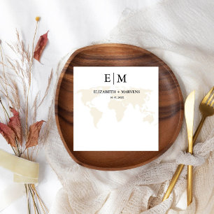 Monogramm Reiseziel thematische Hochzeit Serviette