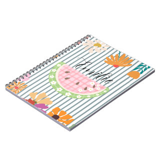 Monogramm reizvolles Aquarell Obst und florales Mä Notizblock