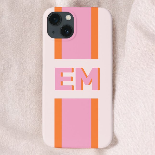 Monogramm Retro Bold Pink iPhone Hülle (Von Creator hochgeladen)