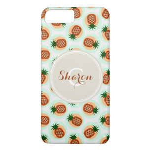 Monogramm Retro-braune und minze Ananas Case-Mate iPhone Hülle