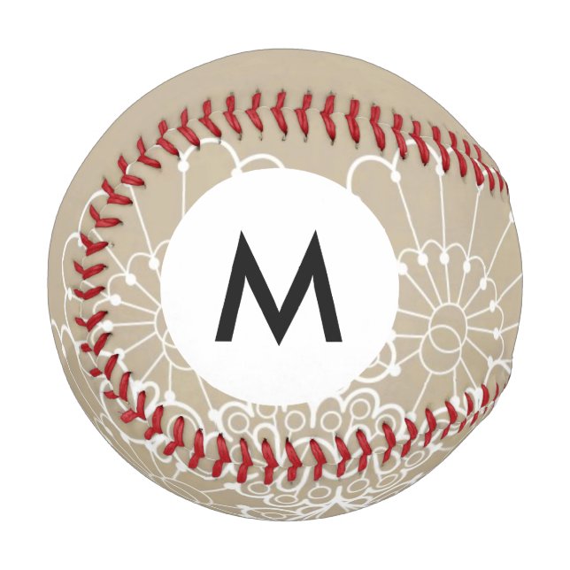 Monogramm Retro-Hintergrund mit Spitzentechnik Baseball (Vorderseite Links)