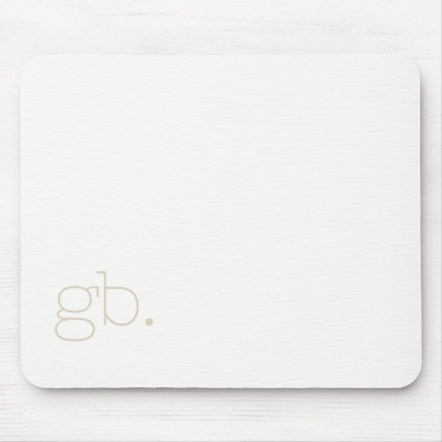 Monogramm Retro Minimal Weiß Elfenbein Mousepad (Vorne)