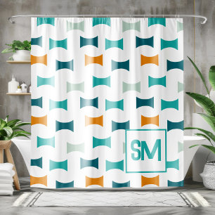 Monogramm Retro-Mitte des Jahrhunderts geometrisch Duschvorhang