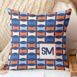 Monogramm Retro-Mitte des Jahrhunderts geometrisch Kissen