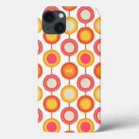 Monogramm Retro Rosa Orange Chic Girl Pattern