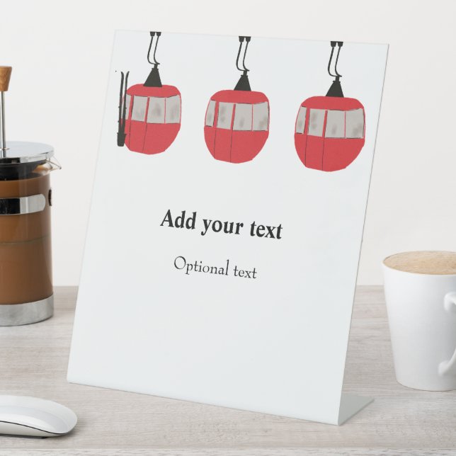 Monogramm Retro Rote Skilift Personalisiert Sockelschild (In Situ)