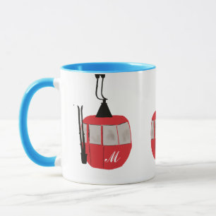 Monogramm Retro Rote Skilift Personalisiert Tasse
