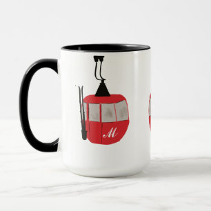 Monogramm Retro Rote Skilift Personalisiert Tasse