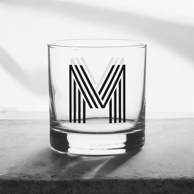Monogramm Retro Simple Whiskyglas (Von Creator hochgeladen)