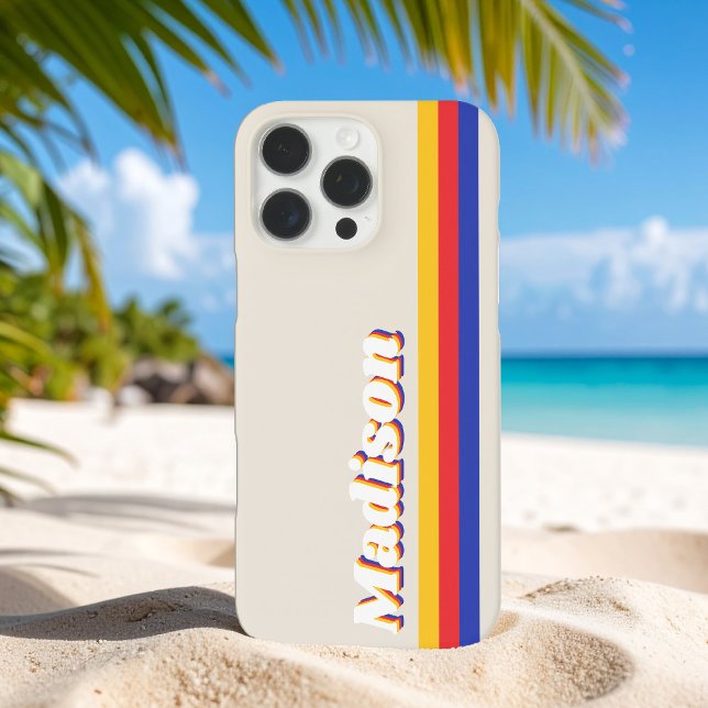 Monogramm Retro-Streifen Case-Mate iPhone Hülle (Von Creator hochgeladen)