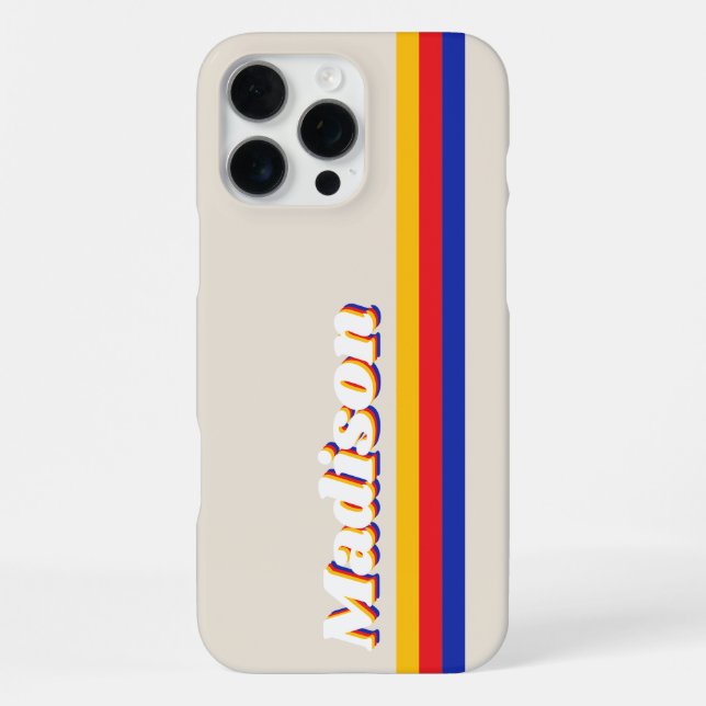 Monogramm Retro-Streifen iPhone Hülle (Rückseite)