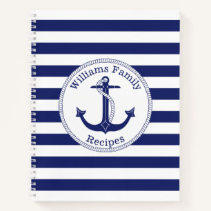 Monogramm-Rezept für die blaue Streifen der Nauti Notizbuch