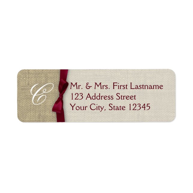 Monogramm Ribbon und Burlap Cranberry (Vorne)