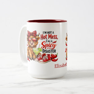 Monogramm Rinder-Hochland Chaotischer Spaß Lustig Zweifarbige Tasse