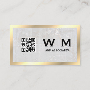 Monogramm   Rock Slate   Goldgrenze   QR-Code Visitenkarte