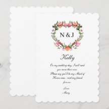Monogramm Romantische Rose Blumenkohl Trauzeugin