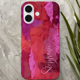 Monogramm rosa abstrakter Mustername iPhone 16 Hülle